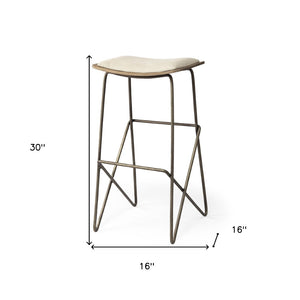 HomeRoots 30" Cream and Gold Iron Bar Chair – Elegant Backless Design for Modern Spaces and Comfort 605918