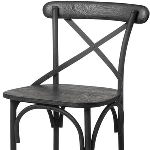 HomeRoots 26" Black Solid Wood & Iron Bar Chair - Cottage Style, Durable Comfort for Kitchen & Counter Use 605919