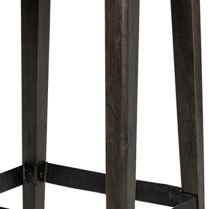 HomeRoots 30" Black Iron & Solid Mango Wood Backless Bar Stool – Stylish Industrial Seating for Any Space 605921