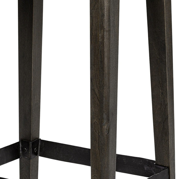 HomeRoots 30" Black Iron & Solid Mango Wood Backless Bar Stool – Stylish Industrial Seating for Any Space 605921