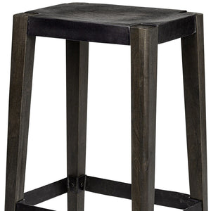 HomeRoots 30" Black Iron & Solid Mango Wood Backless Bar Stool – Stylish Industrial Seating for Any Space 605921