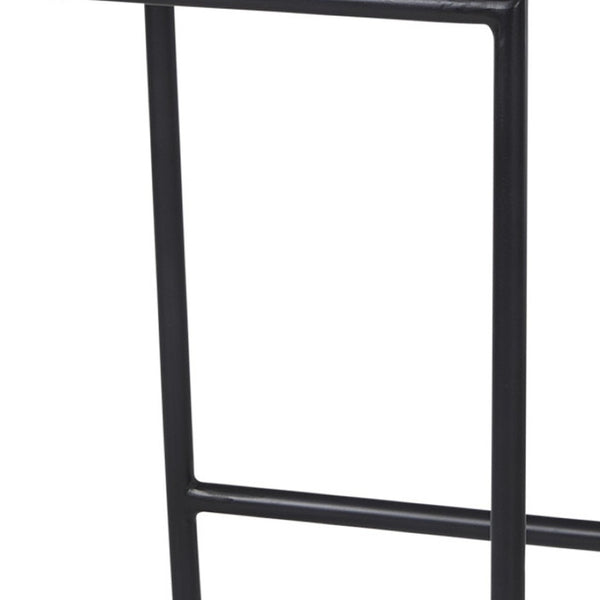 HomeRoots 25" Modern Low Back Counter Height Bar Chair with Natural Wood Seat & Black Metal Frame for Style 605924