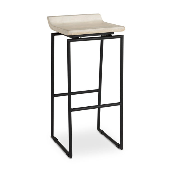 HomeRoots 31" Modern Low Back Bar Chair in Natural Wood & Black Metal - Stylish, Durable & Perfect for Any Space 605925