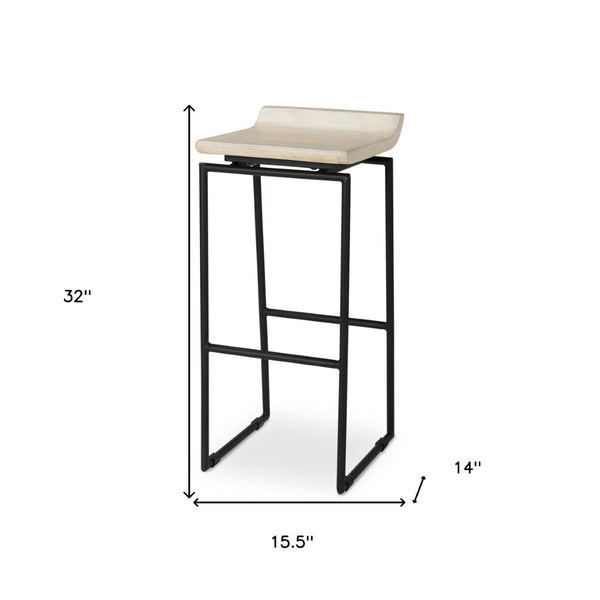 HomeRoots 31" Modern Low Back Bar Chair in Natural Wood & Black Metal - Stylish, Durable & Perfect for Any Space 605925