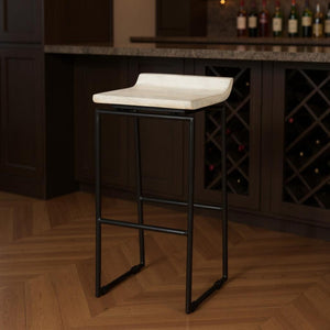 HomeRoots 31" Modern Low Back Bar Chair in Natural Wood & Black Metal - Stylish, Durable & Perfect for Any Space 605925