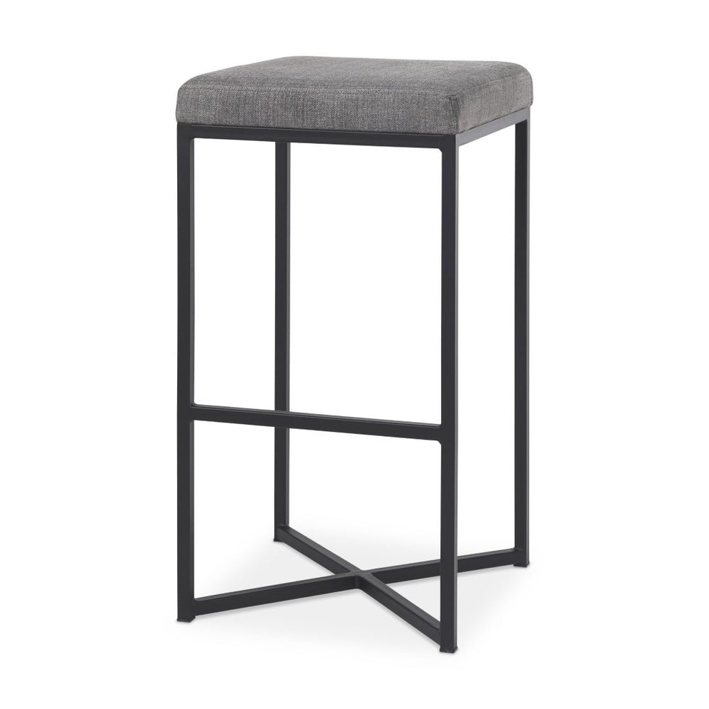 HomeRoots 30" Gray Upholstered Backless Bar Stool with Black Iron Base - Chic, Space-Saving Design for Modern Homes 605926