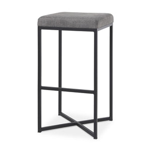 HomeRoots 30" Gray Upholstered Backless Bar Stool with Black Iron Base - Chic, Space-Saving Design for Modern Homes 605926