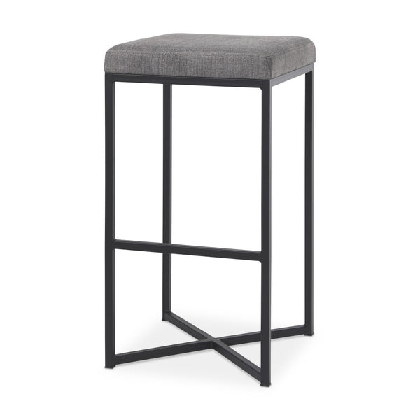 HomeRoots 30" Gray Upholstered Backless Bar Stool with Black Iron Base - Chic, Space-Saving Design for Modern Homes 605926