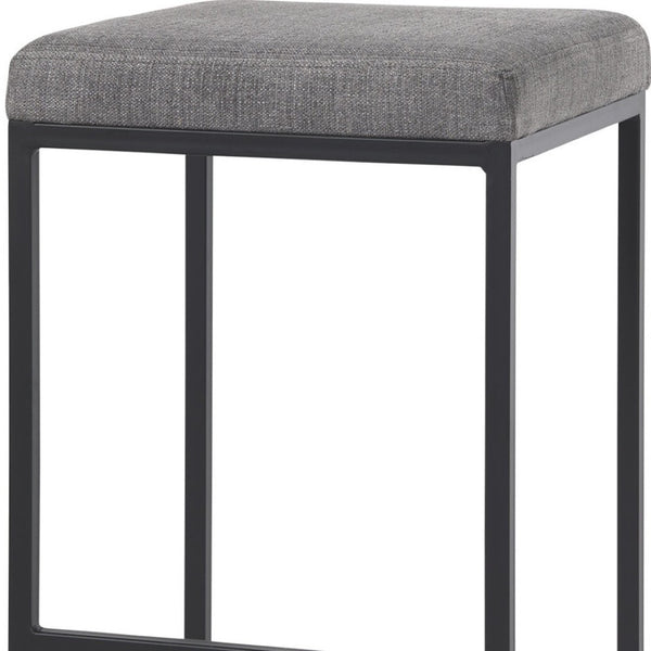 HomeRoots 30" Gray Upholstered Backless Bar Stool with Black Iron Base - Chic, Space-Saving Design for Modern Homes 605926