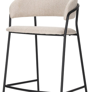 HomeRoots 30" Cream Bar Chair with Black Metal Frame – Stylish & Comfortable for Modern Home Bars & Dining 605928