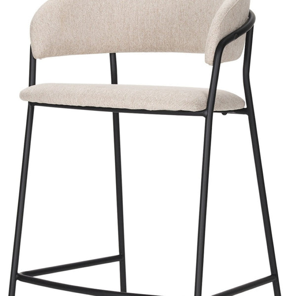 HomeRoots 30" Cream Bar Chair with Black Metal Frame – Stylish & Comfortable for Modern Home Bars & Dining 605928