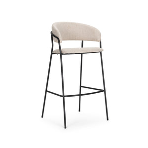 HomeRoots 30" Cream Bar Chair with Black Metal Frame – Stylish & Comfortable for Modern Home Bars & Dining 605928