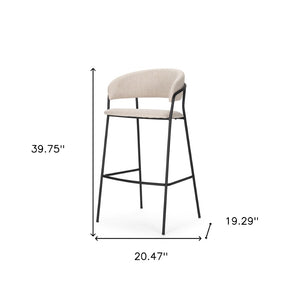 HomeRoots 30" Cream Bar Chair with Black Metal Frame – Stylish & Comfortable for Modern Home Bars & Dining 605928
