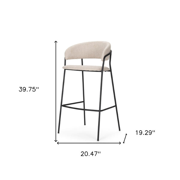 HomeRoots 30" Cream Bar Chair with Black Metal Frame – Stylish & Comfortable for Modern Home Bars & Dining 605928