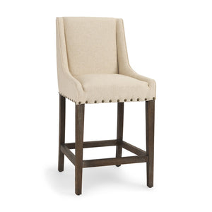 HomeRoots 28" Cream and Brown Counter Height Bar Chair - Stylish Solid Wood Support & Comfort for Any Space 605929