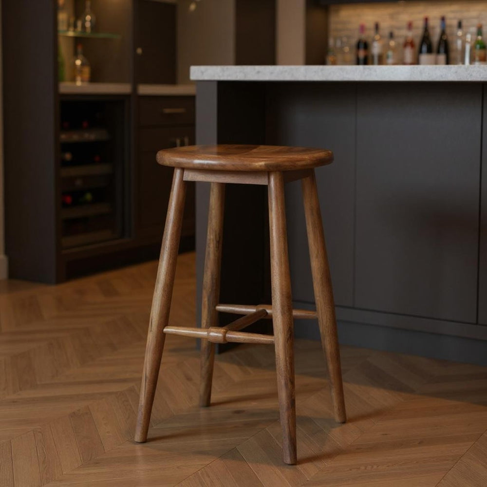 HomeRoots 30" Natural Solid Mango Wood Backless Bar Chair – Stylish, Space-Saving Design for Modern Spaces 605932