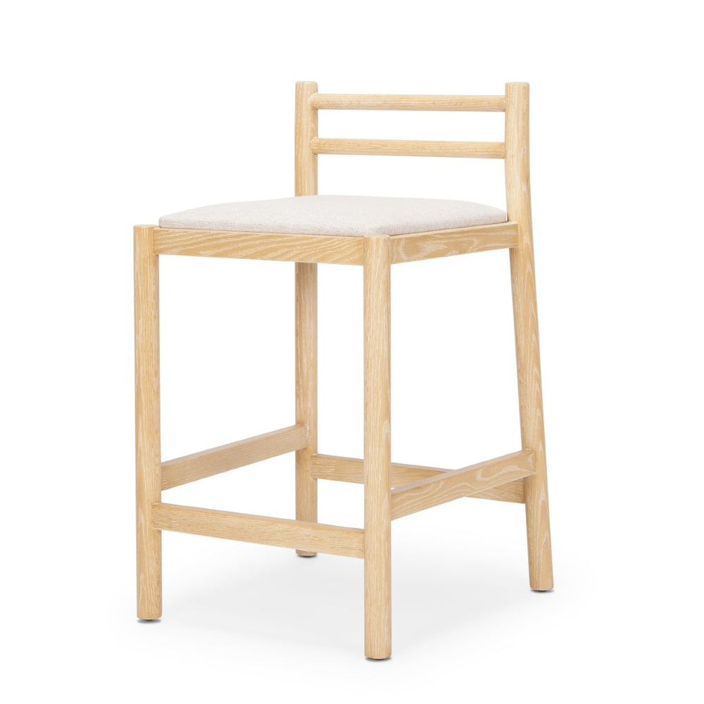 HomeRoots 26" Beige Low Back Bar Chair – Stylish Solid Wood Counter Stool for Kitchen, Dining & Café Spaces 605934