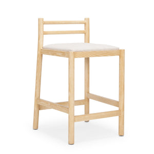 HomeRoots 26" Beige Low Back Bar Chair – Stylish Solid Wood Counter Stool for Kitchen, Dining & Café Spaces 605934