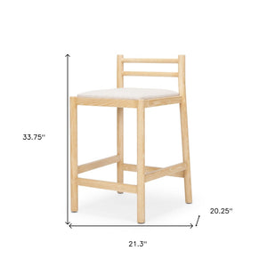 HomeRoots 26" Beige Low Back Bar Chair – Stylish Solid Wood Counter Stool for Kitchen, Dining & Café Spaces 605934