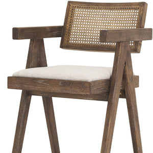 HomeRoots 30" Contemporary Farmhouse Low Back Bar Chair with Solid Wood Frame and Off-White Upholstery 605935