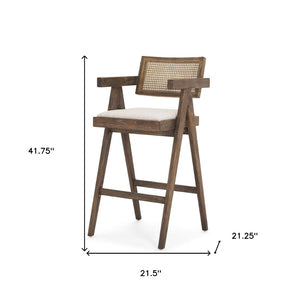 HomeRoots 30" Contemporary Farmhouse Low Back Bar Chair with Solid Wood Frame and Off-White Upholstery 605935