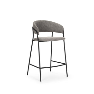 HomeRoots 26" Gray Fabric & Black Metal Counter Height Bar Chair - Modern Comfort for Dining & Entertaining! 605938