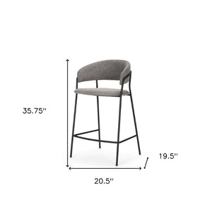 HomeRoots 26" Gray Fabric & Black Metal Counter Height Bar Chair - Modern Comfort for Dining & Entertaining! 605938