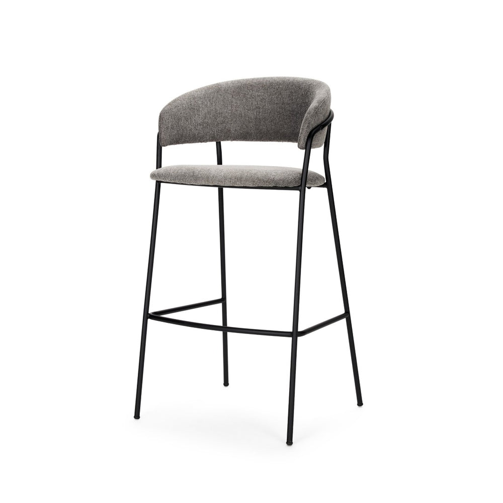 HomeRoots 30" Gray and Black Bar Height Chair - Stylish, Comfortable, and Durable for Modern Dining Spaces 605939