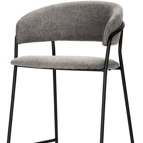 HomeRoots 30" Gray and Black Bar Height Chair - Stylish, Comfortable, and Durable for Modern Dining Spaces 605939