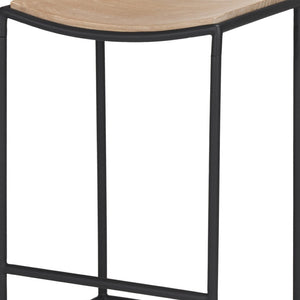 HomeRoots 26" Rustic Mango Wood and Black Iron Backless Counter Stool - Stylish Space-Saving Design for Home 605940
