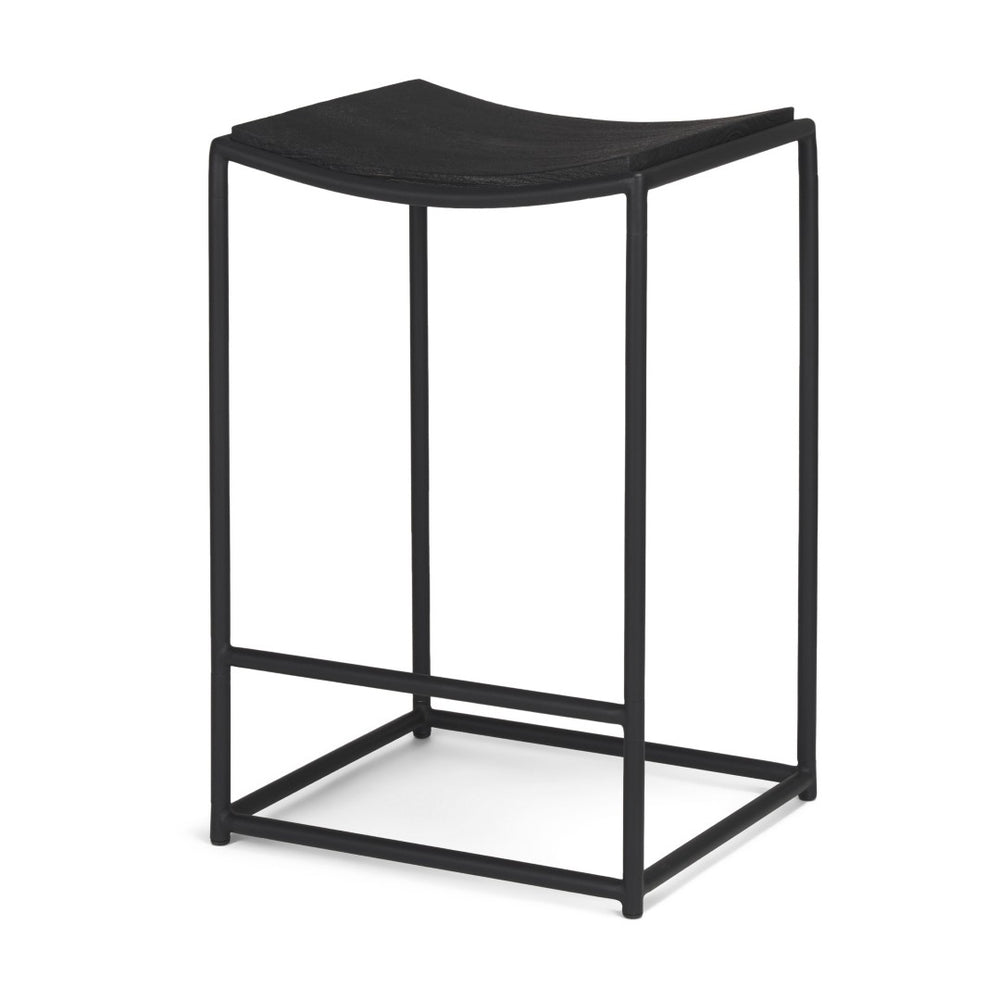 HomeRoots 26" Backless Counter Height Bar Chair - Solid Wood & Iron, Rustic Industrial Style for Modern Spaces 605942