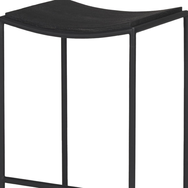 HomeRoots 26" Backless Counter Height Bar Chair - Solid Wood & Iron, Rustic Industrial Style for Modern Spaces 605942