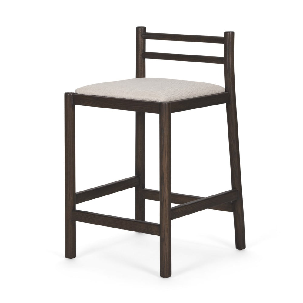HomeRoots 26" Cream and Dark Brown Bar Chair - Stylish Solid Wood Frame, Plush Upholstery for Comfort & Charm 605944