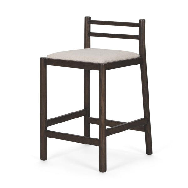 HomeRoots 26" Cream and Dark Brown Bar Chair - Stylish Solid Wood Frame, Plush Upholstery for Comfort & Charm 605944