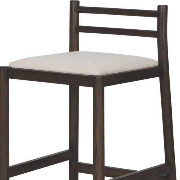 HomeRoots 26" Cream and Dark Brown Bar Chair - Stylish Solid Wood Frame, Plush Upholstery for Comfort & Charm 605944