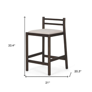 HomeRoots 26" Cream and Dark Brown Bar Chair - Stylish Solid Wood Frame, Plush Upholstery for Comfort & Charm 605944