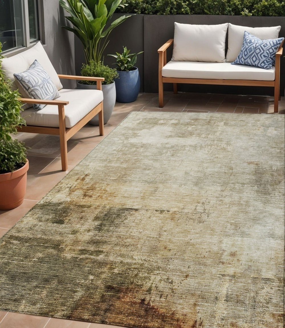 HomeRoots 5' Linen Black and Copper Abstract Area Rug - Durable, Washable, Stylish for Indoor and Outdoor Use 5' X 8' 605948