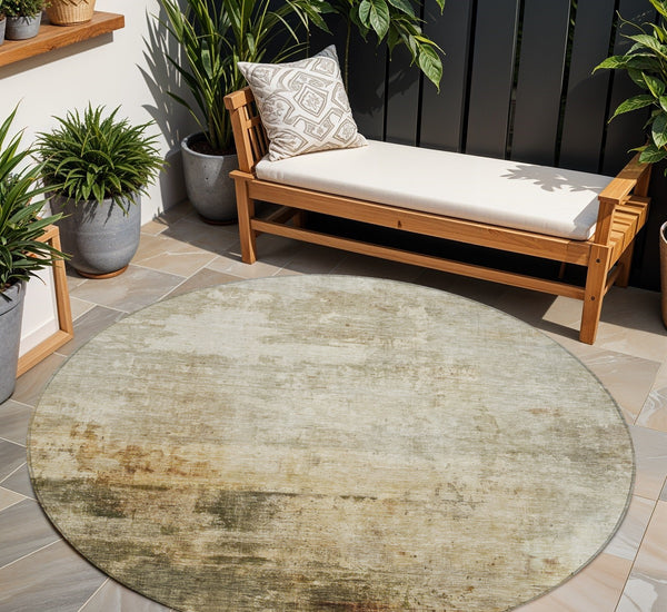 Homeroots 3' Artistic Black And Copper Abstract Washable Area Rug For Indoor And Outdoor Elegance 8' Round Polyester 605949