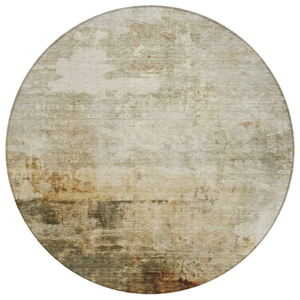 HomeRoots 5' Linen Black and Copper Abstract Area Rug - Durable, Washable, Stylish for Indoor and Outdoor Use 8' Round 605949