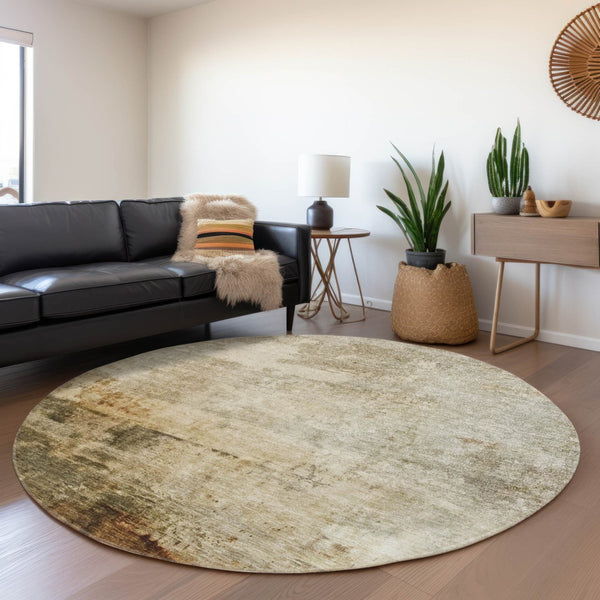 Homeroots 3' Artistic Black And Copper Abstract Washable Area Rug For Indoor And Outdoor Elegance 8' Round Polyester 605949