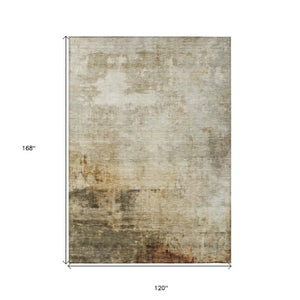 Homeroots 3' Artistic Black And Copper Abstract Washable Area Rug For Indoor And Outdoor Elegance 10' X 14' Polyester 605952