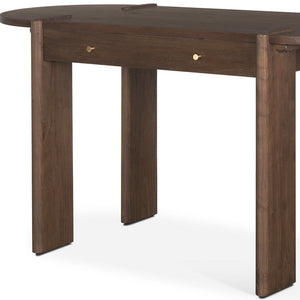 Homeroots 59" Dark Brown Solid Wood Oval Writing Desk With Classic Design, Hidden Storage & Durable Craftsmanship   605953