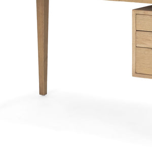 Homeroots 55" Light Brown Solid Wood Writing Desk With 4 Drawers - Classic Style For Home Office Or Living Room   605954