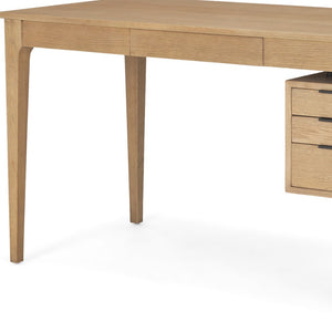 Homeroots 55" Light Brown Solid Wood Writing Desk With 4 Drawers - Classic Style For Home Office Or Living Room   605954