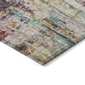 Homeroots 3' Stylish Lavender Green And Blue Abstract Washable Indoor Outdoor Area Rug For Versatile Spaces 3' X 5' Polyester 605955