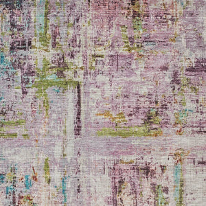 Homeroots 3' Stylish Lavender Green And Blue Abstract Washable Indoor Outdoor Area Rug For Versatile Spaces 3' X 5' Polyester 605955