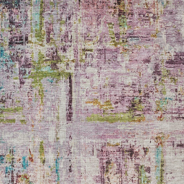 Homeroots 3' Stylish Lavender Green And Blue Abstract Washable Indoor Outdoor Area Rug For Versatile Spaces 3' X 5' Polyester 605955