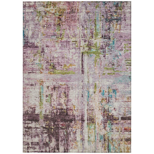Homeroots 3' Stylish Lavender Green And Blue Abstract Washable Indoor Outdoor Area Rug For Versatile Spaces 5' X 8' Polyester 605956