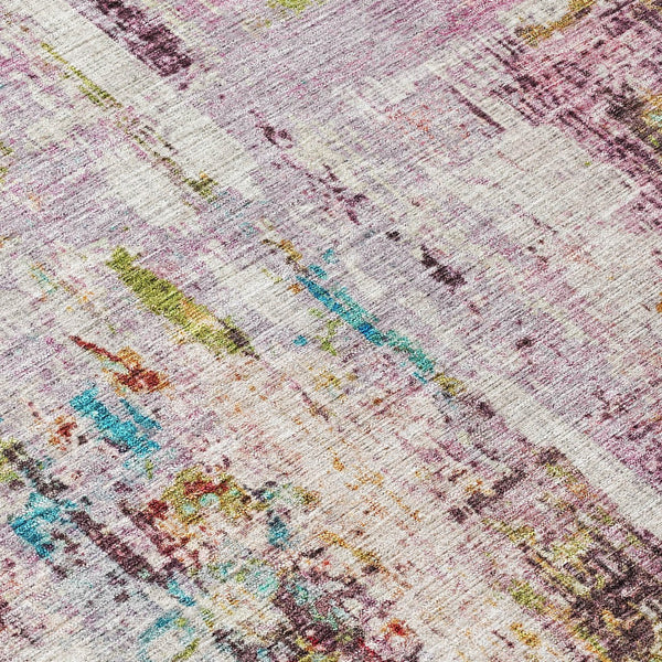Homeroots 3' Stylish Lavender Green And Blue Abstract Washable Indoor Outdoor Area Rug For Versatile Spaces 8' Round Polyester 605957