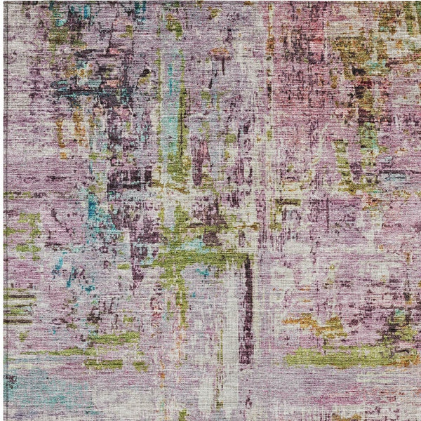Homeroots 3' Stylish Lavender Green And Blue Abstract Washable Indoor Outdoor Area Rug For Versatile Spaces 9' X 12' Polyester 605959